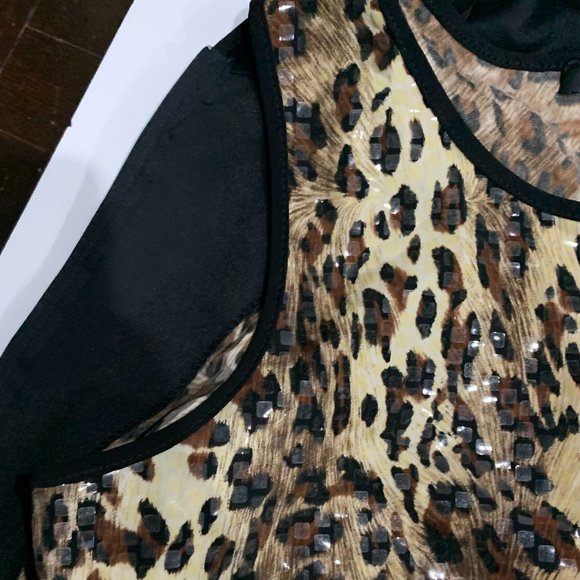 ADRESSING WOMAN ANIMAL PRINT SEQUIN CAMISOLE AND MATCHING JACKET SIZE L - Picture 11 of 16